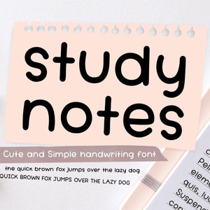 Notes d'étude police de caractères manuscrite jolie police de caractères manuscrite notes des étudiants écriture naturelle, police de caractères soignée jolie police de prise de notes OTF