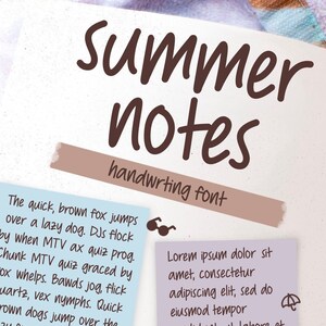 Police Summer Notes, police manuscrite, écriture manuscrite simple, police d'écriture manuscrite, prise de notes, téléchargement de polices, police otf, téléchargement numérique, polices