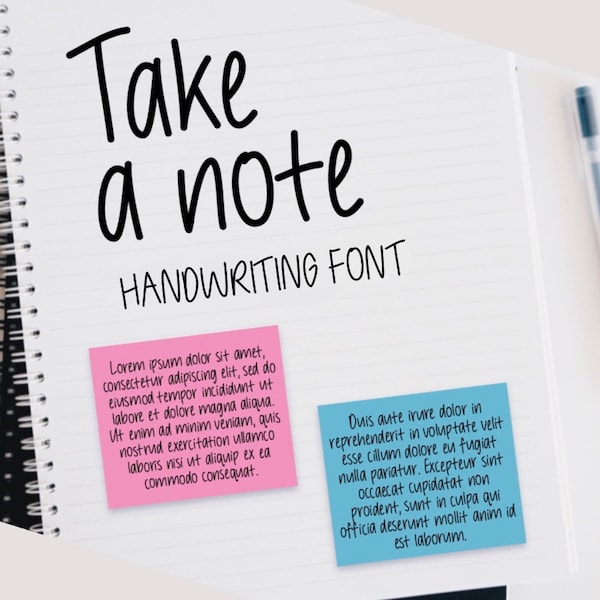 Take a note font, handwritten font, realistic handwritten font, simple font, OTF font, font download, digital font, note taking, study notes