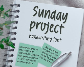 Handgeschreven lettertype Sunday Project: nette natuurlijke aantekeningen (digitaal lettertype)