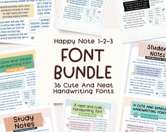 Zestaw 36 czcionek o schludnym i czystym piśmie odręcznym do aplikacji Goodnotes, notatek do nauki, notatek cyfrowych, planerów, dzienników i notatek