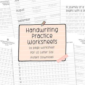 Peut inclure: Un ensemble de 26 feuilles de travail d'écriture imprimables au format PDF. Les feuilles de travail présentent une variété d'exercices, notamment le tracé de lettres, l'écriture de mots et la copie de phrases. Les feuilles de travail sont conçues pour aider les enfants à développer leurs compétences en écriture.