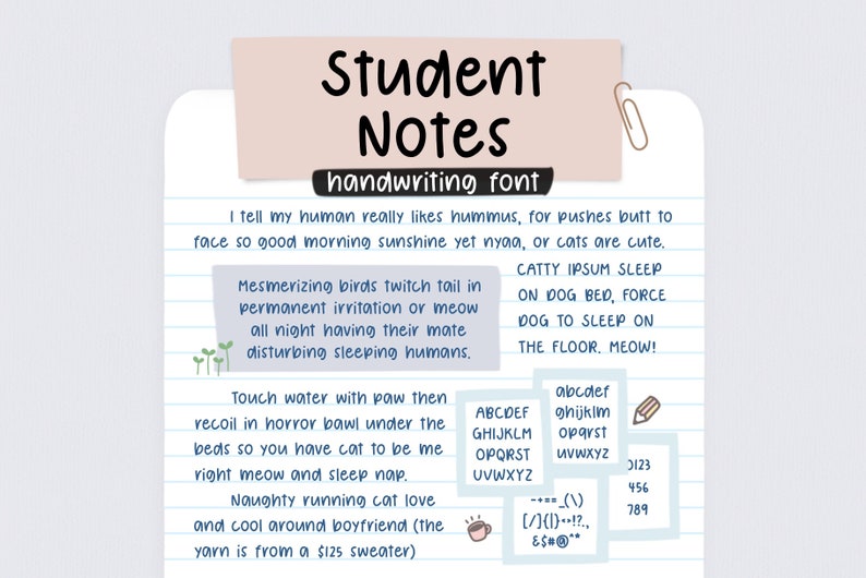 Student Notes handwritten font handwriting font cute clean simple handwriting neat handwritten font realistic handwriting font for goodnotes