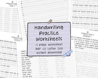 Handwriting Practice Worksheets: Printable Worksheets for neat tidy clean writing (PDF)