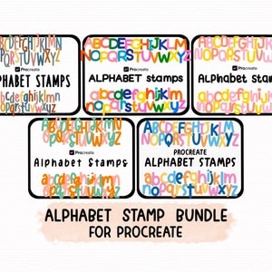 Paquete de 5 juegos de letras manuscritas A-Z Paquete de sellos del alfabeto de Procreate Sello de letras Sello de fuente Sello de letras abc de Procreate Conjunto de sellos