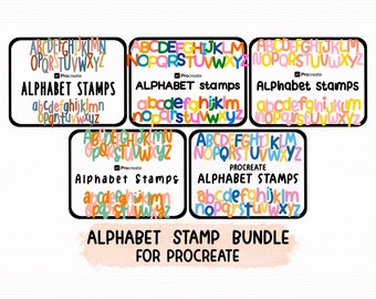 Procreate Alphabet Stamp Bundle: 5 Handwritten Letter Sets