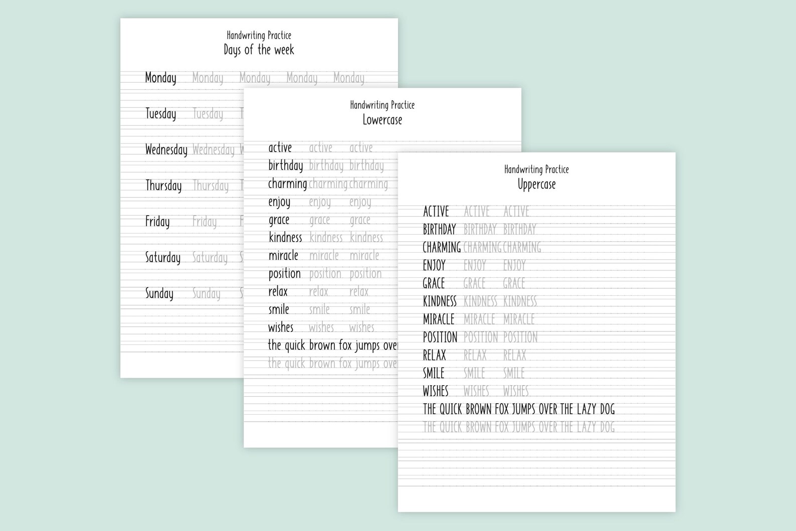 Handwriting Practice Sheets Handwriting Worksheet - Etsy