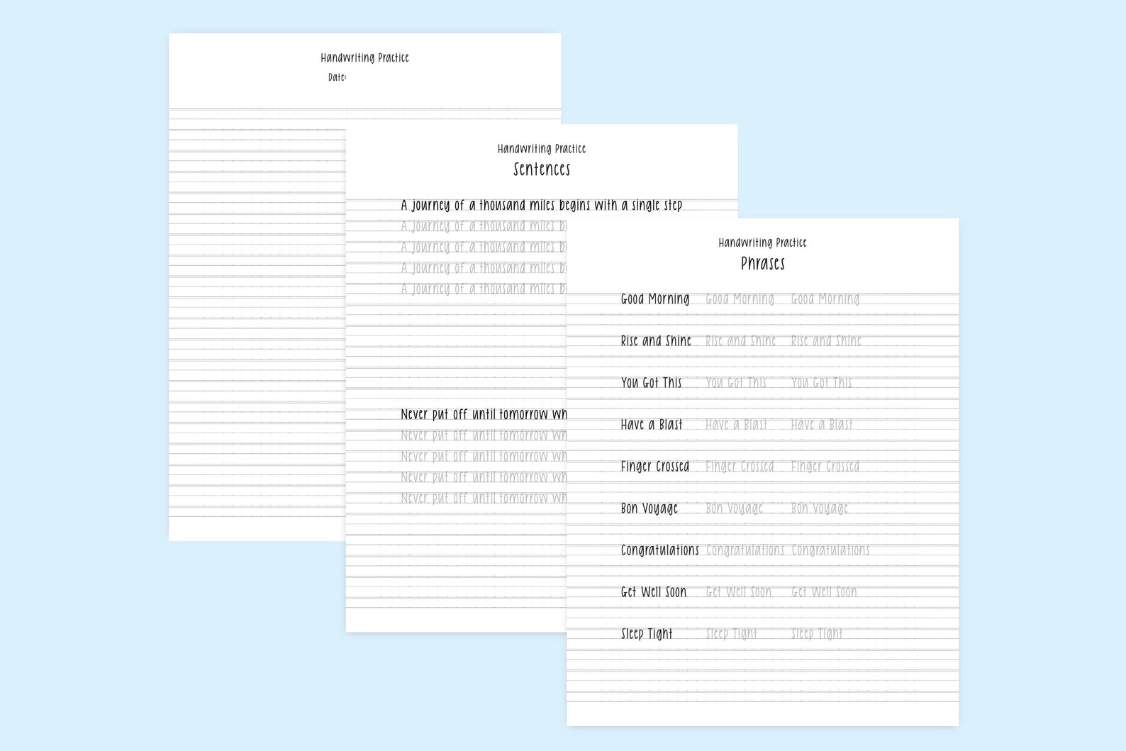 Handwriting Practice Sheets Handwriting Worksheet - Etsy