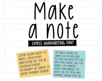 Make a Note font, neat handwritten font, handwriting font, neat handwriting, simple handwriting, neat font, simple font, font download, font