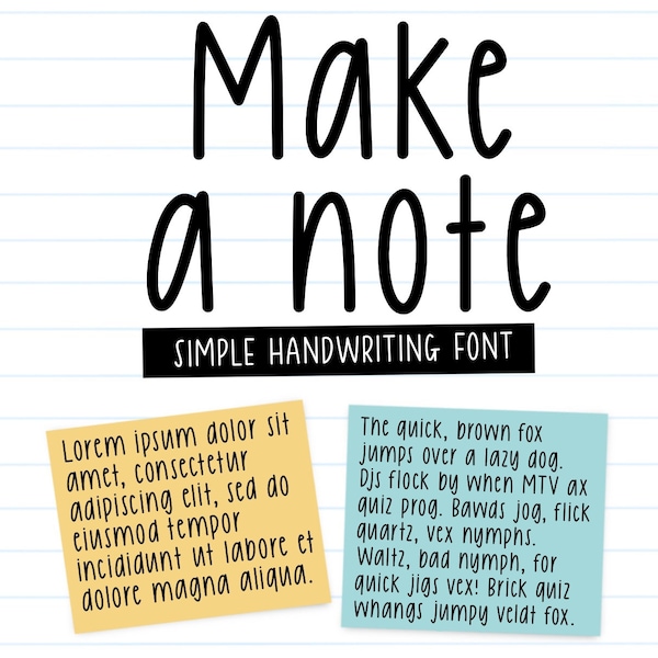 Make a Note font, neat handwritten font, handwriting font, neat handwriting, simple handwriting, neat font, simple font, font download, font