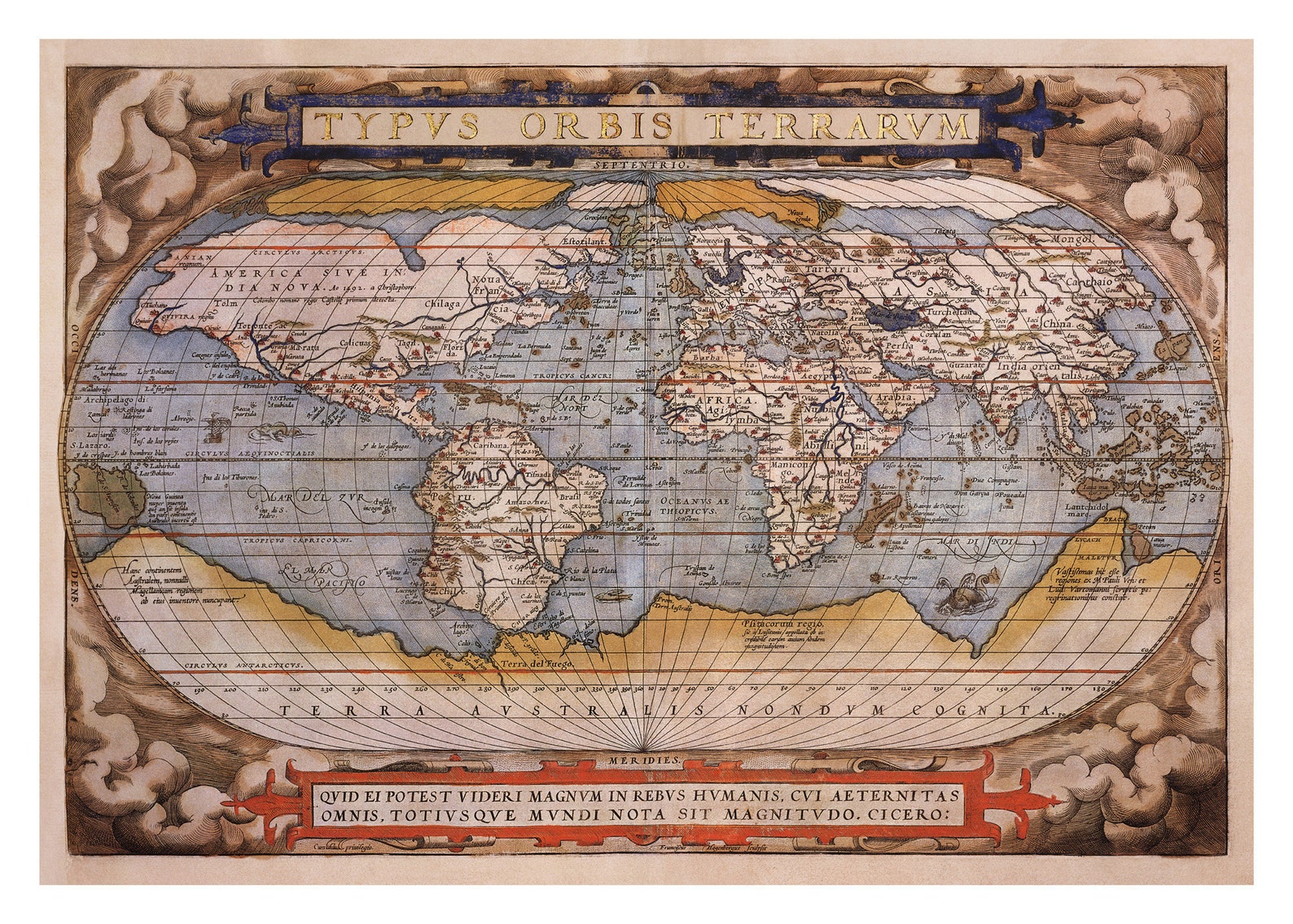 Antique World Map by Abraham Ortelius 1570  Etsy