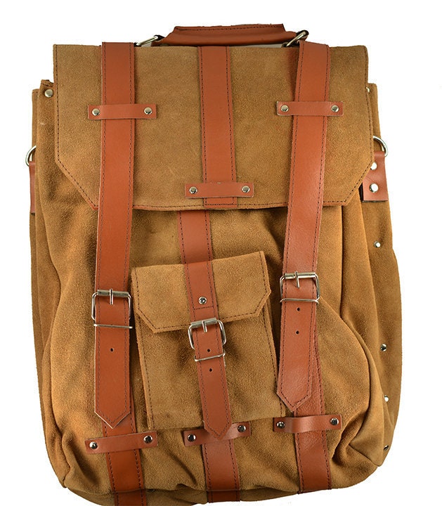 suede leather backpack