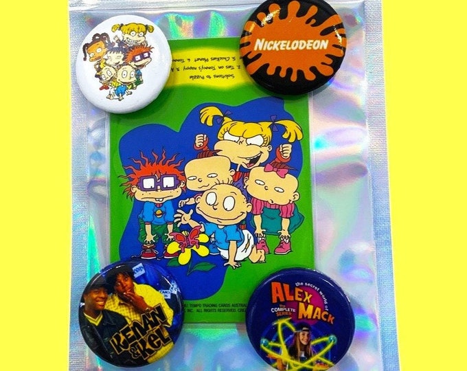 Nickleodeon Four Pins Mini Gift Set, Rugrats, Alex Mack, Kenan & Kel, Nick