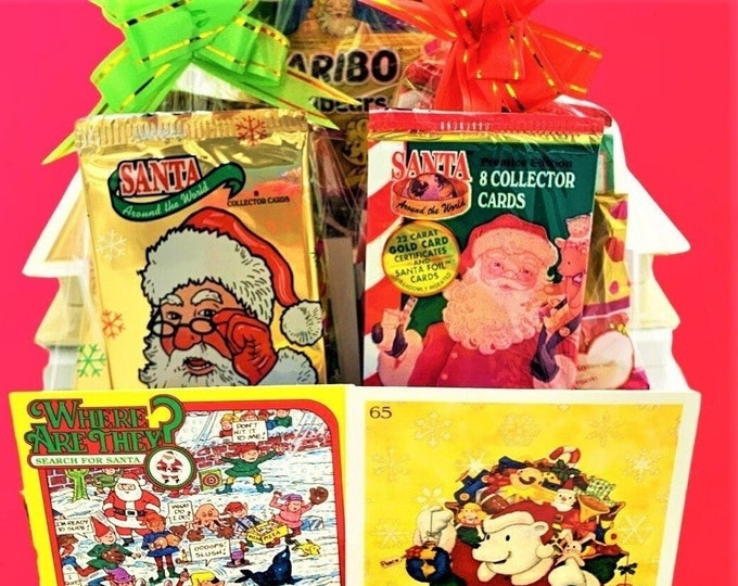 Santa Around the World Trading Cards (1 Pack of 8 Cards), Stocking Stuffers, Family Traditions, Vintage Cards, Santa All Around the World
