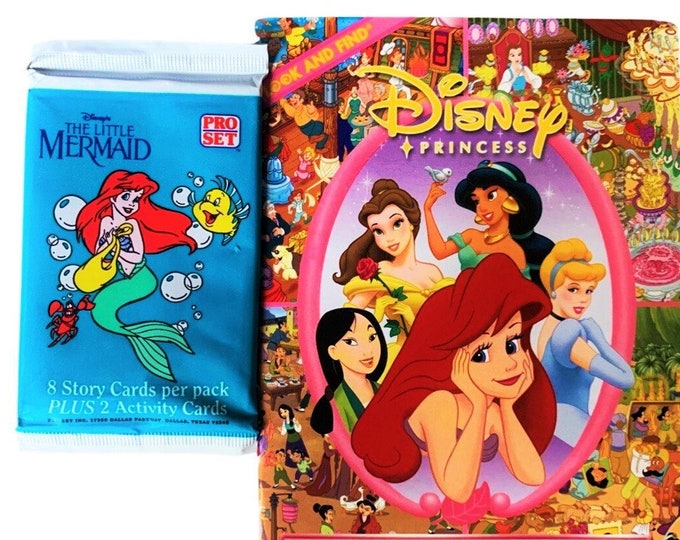 Birthday Card Disney Princess 12 Pages with Little Mermaid Trading Card Pack (1991)