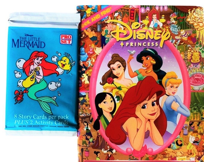 Birthday Card Disney Princess 12 Pages with Little Mermaid Trading Card Pack (1991)