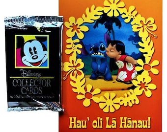 Birthday Card Lilo and Stitch with Disney Trading Card Pack (1992)