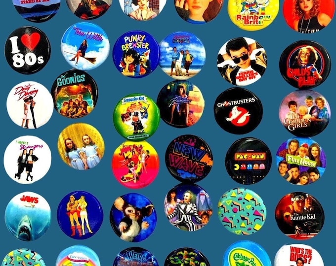 80s style Pinback buttons, Choose Buttons, 80s Party, 80s Party Favors, 80s Button