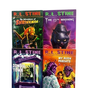 RL Stine Books, Choose your Scare, My Alien Parents, Shrinkman, 13th Warning, Zombie Town
