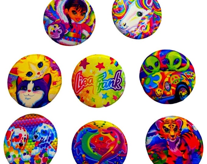 Lisa Frank Buttons, 90s inspired, LF inspired, 90s gifts