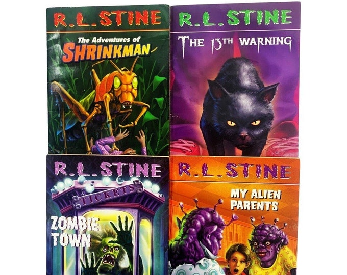 RL Stine Stand Alone Books, Choose your Scare, My Alien Parents, Shrinkman, 13th Warning, Zombie Town