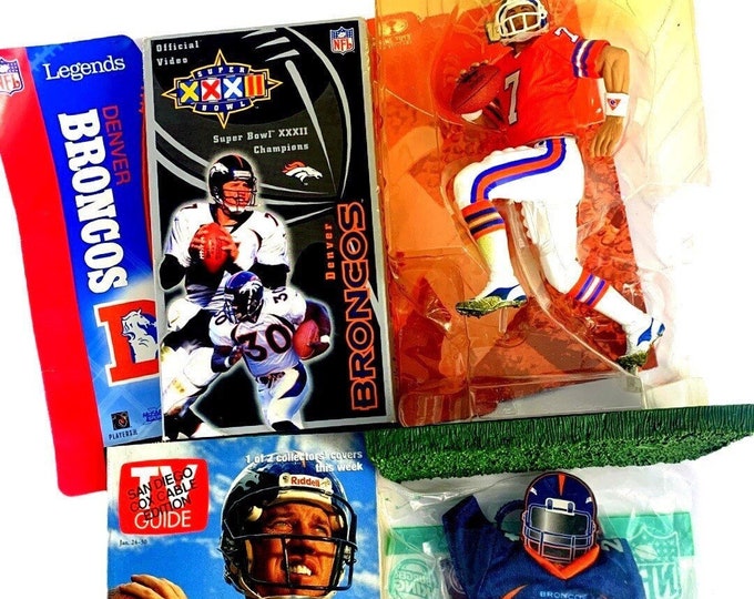 90s Broncos Fan Gift Set, Denver Broncos, VHS, TV Guide & Figure