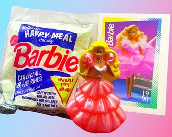 Sparkle Eyes Barbie with 1990 Barbie Fashion Card, (Cake Topper, Birthday Gift)