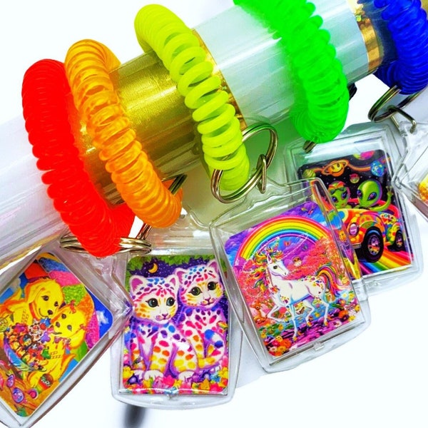 Lisa Frank-Armband-Schlüsselanhänger, 90er-Jahre-inspiriert, wählen Sie eines aus, Partygeschenke, Strumpffüller, nostalgische Geschenke, 90er-Jahre-Geschenkideen, 90er-Jahre-Kinder