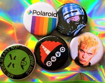 Choose One 80s style pinback button, 80s pins, 80s Party, 80s buttons!