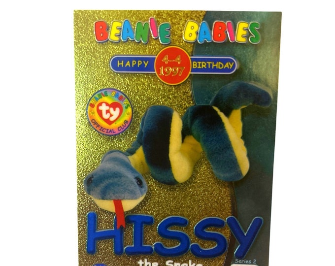 Hissy the Snake 1997 Series 2 Beanie Baby Card, Stocking Stuffers, 90s gifts