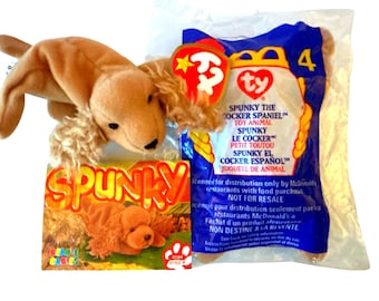 Cocker Spaniel Spunky Teenie Beanie Baby with Trading Card Gift Set