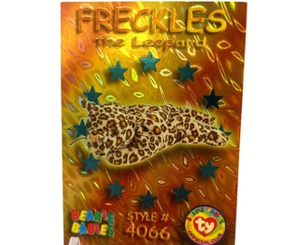 Freckles the Leopard 1999 Beanie Baby Card, Stocking Stuffers, 90s gifts