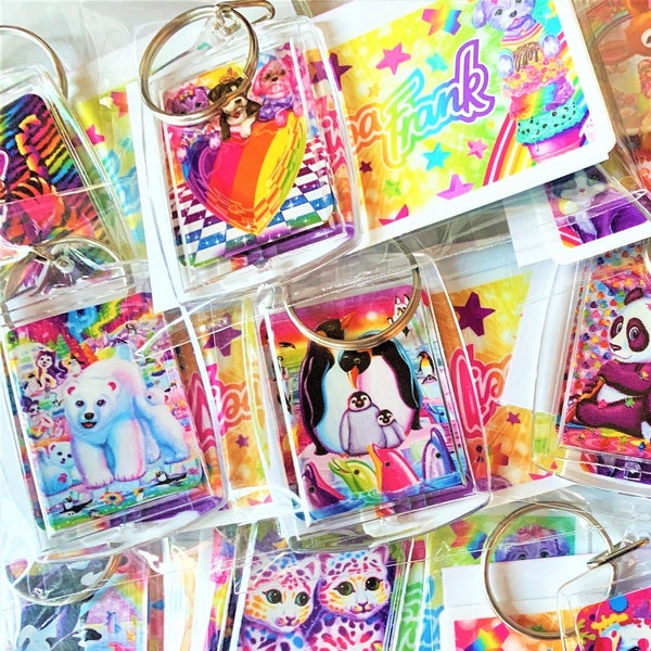 Lisa Frank Keychains, 90's Inspired, Choose One, Party Favors, Nostalgic Gifts, 90's Gift Ideas, 90's Kids, Stocking Stuffers