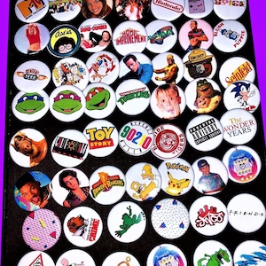 90s style Choose Your Pinback buttons (Choose Your Faves) 90s pins, 90s party, Pinback Buttons