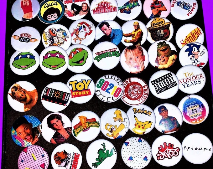 90s style Choose Your Pinback buttons (Choose Your Faves) 90s pins, 90s party, Pinback Buttons