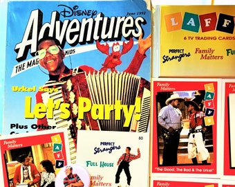 Family Matters Gift set, 90s gift, 1992 Disney pack, Disney adventure magazine, Steve Urkel, TGIF