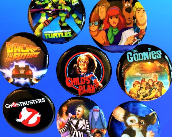 80s Style Buttons, 80s Party favors, Choose One Pinback button, 80s gift ideas, 80s pins, Ninja Turtles