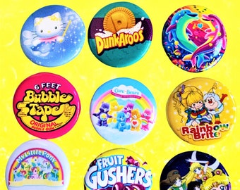 90s, 80s style Pinback buttons, Party Favors, 90s pins, 80s party, Choose Your Pinback Button