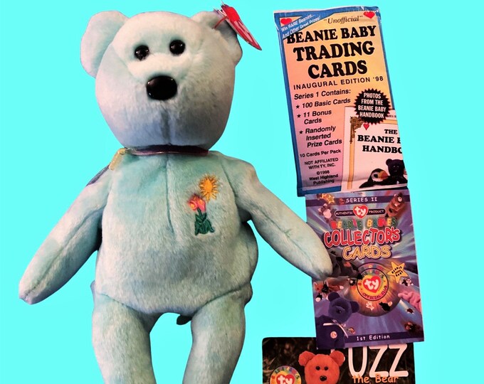 Ariel Bear Beanie Baby (2000) with Sealed Trading Card Pack