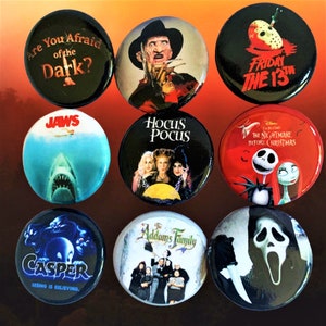Halloween Style Buttons, Choose One 90&#39;s Style Pinback button, 80s- & 90s-Party favors, Gift ideas, 90s pins