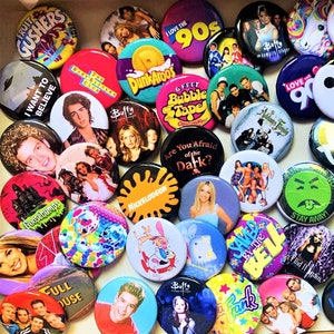 Mystery Scoop of 90&#39;s themed Buttons, Party Favors
