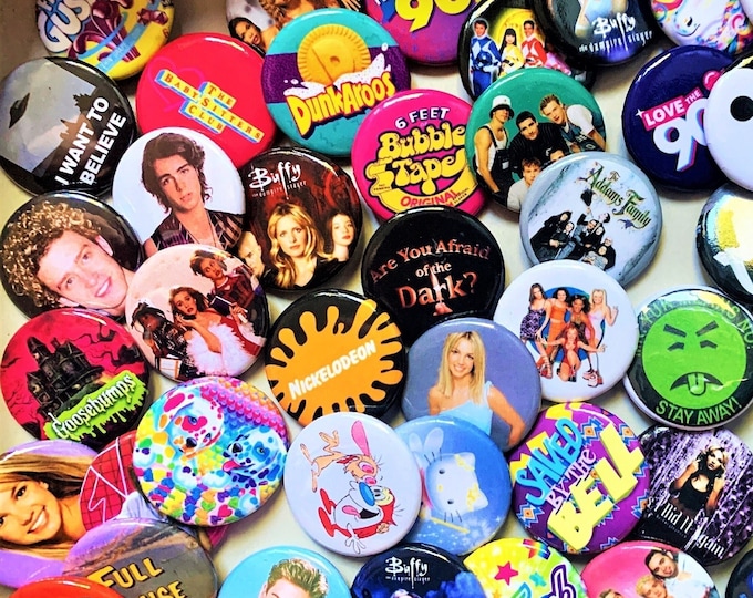 Mystery Scoop of 90's themed Buttons, Party Favors