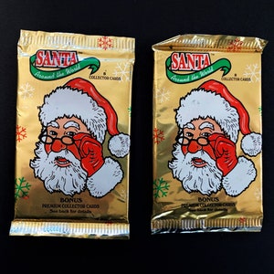 Santa Around the World Trading Cards (1 Pack of 8 Cards), Stocking Stuffers, Family Traditions, Vintage Cards, Santa All Around the World