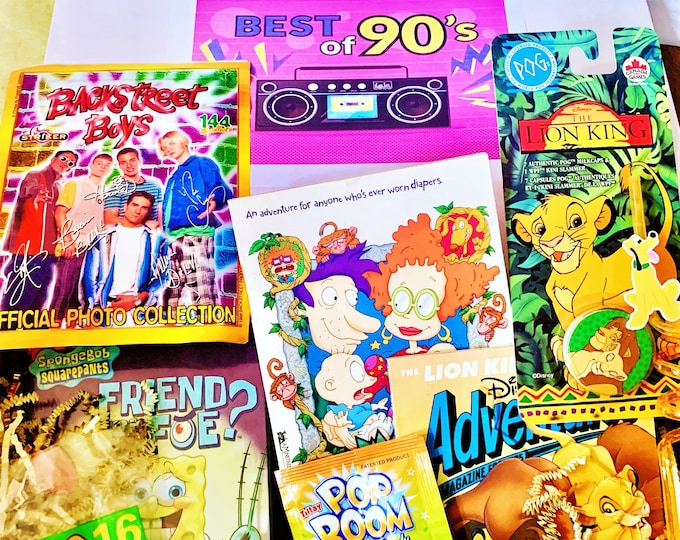 90's Mystery Box! Yellow/Green Nostalgic gift, Birthday boxes, Mystery box, 90's fan, Vintage toys, Retro 90s gift