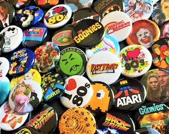 80s Party Pinback Buttons, Mystery Scoop Set