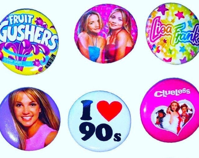 90s style Pinback buttons (Choose One) 90s pins, 90s party favors