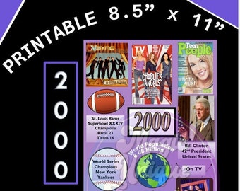 Year 2000 Fun Fact | PRINTABLE Sheet Instant Download | Birthday | Anniversary | Reunion | y2k Party | PRINTABLE | Party Decorations |