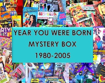 Year You Were Born Trends MEDIUM Mystery Box! Nostalgic gifts, Y2K, Birthday boxes, 90s gifts, 80s gifts, Birthday Gift Ideas, Time Capsule