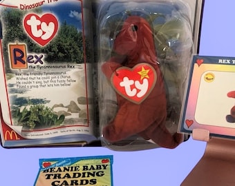 Rex Beanie Baby Gift Set Tyrannosaurus Beanie Baby Gift Set (2000) with Trading Card & Sealed Pack