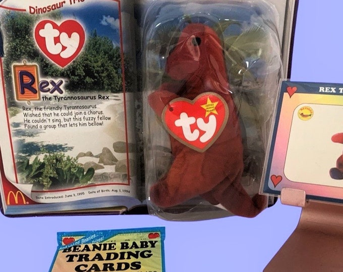 Rex Beanie Baby Gift Set Tyrannosaurus Beanie Baby Gift Set (2000) with Trading Card & Sealed Pack